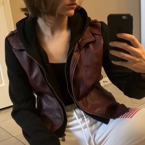 Faux Leather Burgundy Jacket